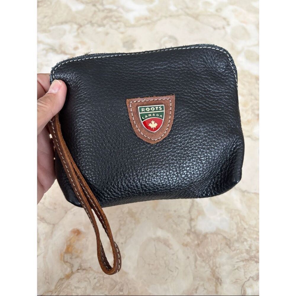 Roots Leather Zippered Pouch Wristlet